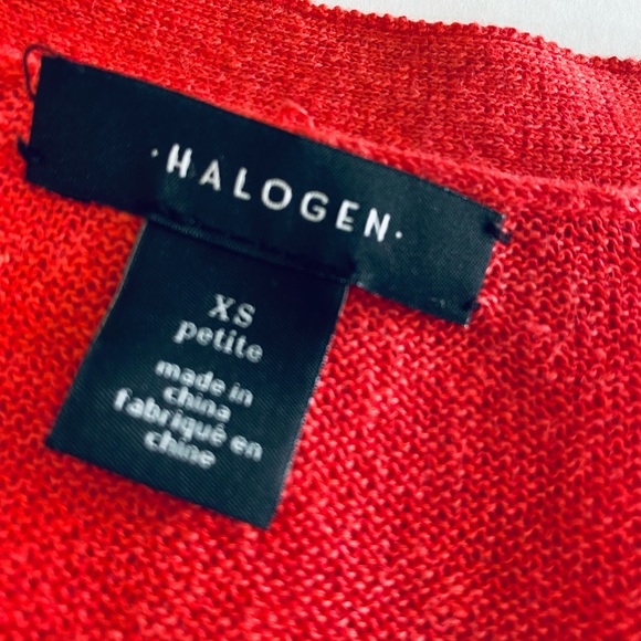 LAST CHANCE - Halogen Poppy Red Linen Cardigan Petite XS - Picture 5 of 5
